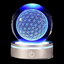 Amazon.co.jp: 3D 高級花の命のクリスタルボール LED カラフル
