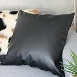 Hokushin(ホクシン) PVC レザー クッションカバー 45×45cm 日本製 シンプル カフェ レザークッション メール便 ギフト おしゃれ 無地 (ブラック)