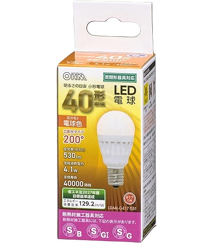 Amazon | LED電球 小形 E17 60形相当 電球色 LDA6L-G-E17 IH92 06-3441