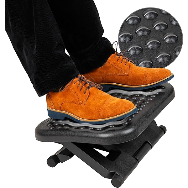 Footrest Under Desk - Adjustable Foot Rest With Massage Texture And