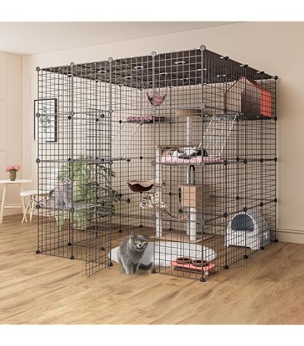 Amazon | 猫ハウス 猫籠 猫用ケージ 大型 多頭飼い 組立簡単 通気 窓