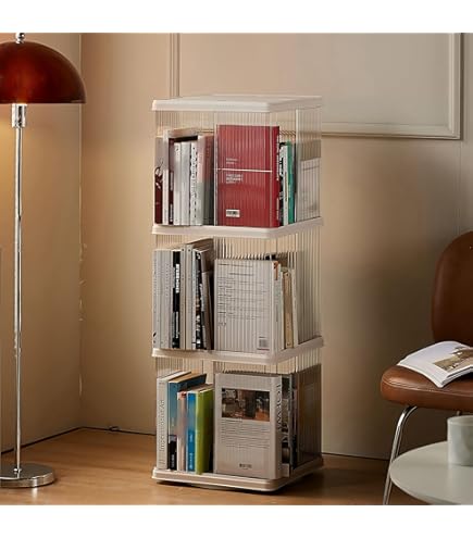 Amazon｜回転式本棚3段 A4判が入る回転式書棚 カタログ・雑誌の整理に