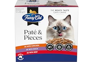Fussy Cat Grain Free Adult Twice as Tasty Wet Cat Food, Pâté & Pieces 12x80g - Two Tasty Textures, One Irresistible Meal, Real Australian Meat, Grain-Free & Complete Nutrition