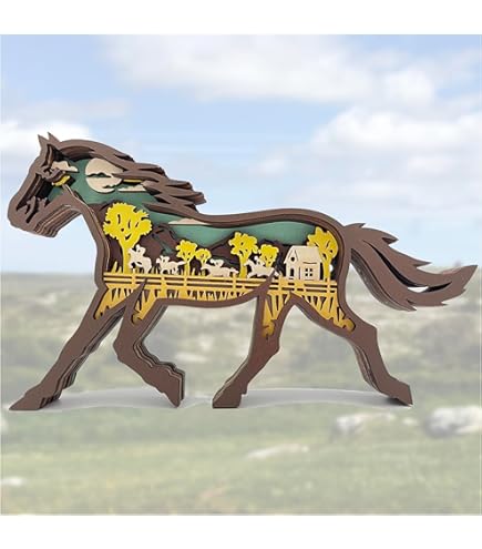 木製　　馬の置き物 Amazon.co.jp: LOGOFUN 木製馬の置物 木製 干支 馬像 中国の馬の