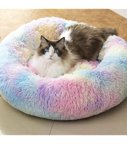 Patas Lague Donut Hundebett XL – 91,4 X 91,4 Cm, Aus Kunstfell & 3D-Faser | Waschbar, Für Große Hunde & Katzen