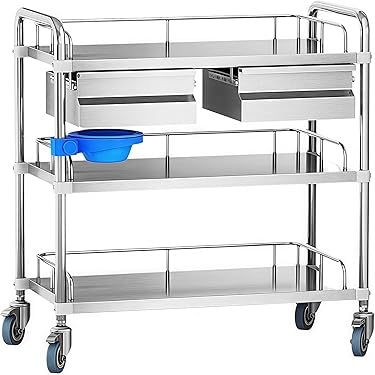 ワゴン クリニックワゴン キャスター付き 3段 耐荷重100KG 収納 ワゴン クリニックワゴン キャスター付き 3段 耐荷重100KG 収納