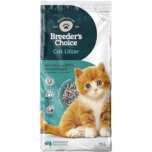 Breeders Choice 99 percent Recycled Paper Cat Litter 15 Litre