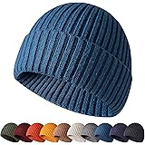 [M2Ma] [Amazon限定ブランド] ニット帽 メンズ ビーニー 厚手 リブ編み ニット帽子メンズ レディース 兼用 フリーサイズ 良質レーヨン使用 高伸縮 軽量 ニット インナーキャップ 付き