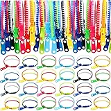 200 Pieces Party Favors 7.9 Inch Friendship Fidget Zipper Bracelets 15 Neon Colors Sensory Bracelet Toys Fidgets Friendship B