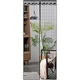 Amazon 網戸 玄関 ドア用 マグネット Homkin 開閉式 出入り楽々 自動で閉まる 蚊帳 虫よけ 蚊取り 簡易あみ戸カーテン 簡単取り付け アパート ベランダ サッシドア 開き戸に適用 マジックテープ付き 90x210 Cm ガラス繊維 網戸