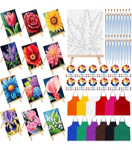 VOCHIC Canvas Painting Party Kit For Adults, 8x10 Pre-Drawn Stretched