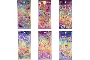 ヒロイチ グリッター シャカシャカ シール 6種類 セット/ステッカー かわいい 手帳 ノート アルバム カレンダー スーツケース ヘルメット スケジュール