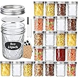 Cozcty 24 Pack 8 oz Mason Jars with Lids and Bands, Small Regular Mouth Glass Canning jars with Airtight Lids, Jelly Jars, Ja
