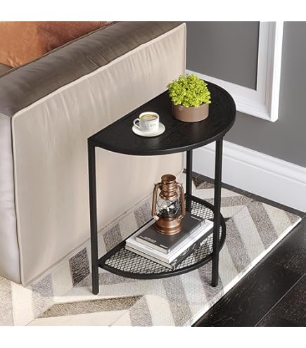 Amazon｜SAYGOER ブラック ハーフムーン コンソールテーブル 2段 狭い