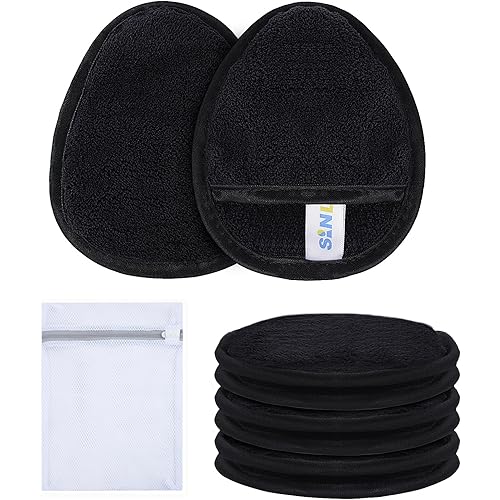 SINLAND SINLAND 6 Pack Microfiber Makeup Remover Pads Reusable Makeup Eraser Washable Facial Cleansing Pads With Laundry Bag 
