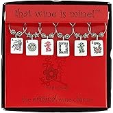 Wine Things 6-Piece Wine Glass Markers Wine Glass Charms Wine Glass Tags for Stem Glasses Wine Tasting Party, Wine Charm (Ame