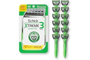Schick Xtreme 3 Sensitive Razor — Disposable Razors Men, Head Razor, Razors for Men Sensitive Skin, 12 Count