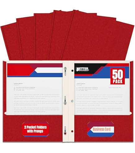 2 Pocket Glossy Laminated Red Paper Folders For Letter Size, Red Paper Folders For Letter Size Red Paper Portfolios By Better Office Products Box Of 25 Red Folders - View #5