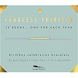 Lucky Feather Gifts for 13 Year Old Girl; 13th Birthday Bracelet with 13 Dainty 14K Gold Dipped Beads on Adjustable Cord; Bat