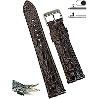 2003#19mm-16mmブラック★スイス製★本物クロコダイル腕時計用ベルト 2003#19mm-16mmブラック☆スイス製☆本物クロコダイル腕時計用