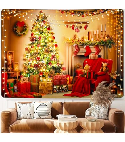 Amazon.co.jp: メリクリスマス タペストリー 壁掛け 200*150cmB 壁飾り