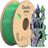 GratKit 2色 シルクPLA フィラメント 1.75mm 3Dプリンター フィラメント 寸法精度＋/－0.03ｍｍ 1KG/ロール 高い光沢 Silk PLA 紫/緑
