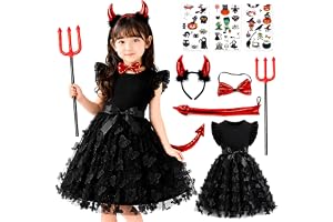 [Sunalchemy] ハロウィン コスプレ 子供 女の子 8点セット 悪魔 デビル 小悪魔 ドレス ワンピース 仮装 コスチューム キッズ ガールズ 可愛い パーティー 衣装 90〜130cm