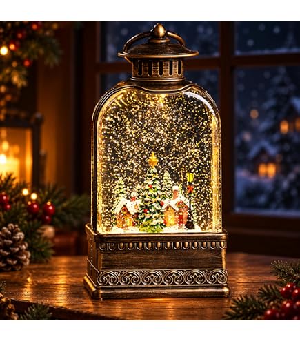 Amazon.co.jp: クリスマス飾り スノードーム オルゴール LED 光る 図書
