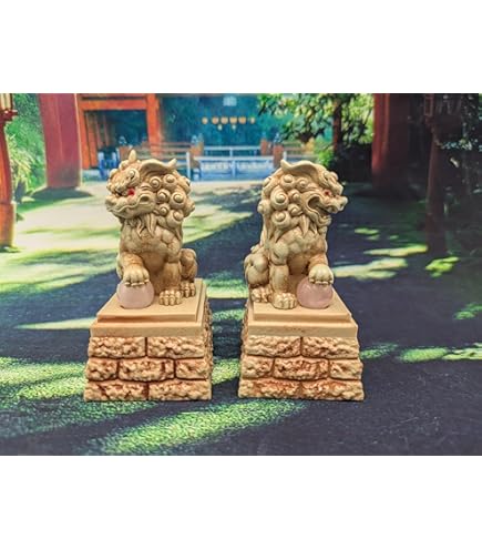 Amazon.co.jp: 獅子 狛犬 獅子置物 一対 魔除け 風水・開運置物 聖獣