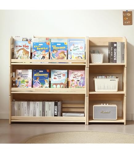 Amazon.co.jp: Teckid 39.4インチ 子供用本棚 読書コーナー付き