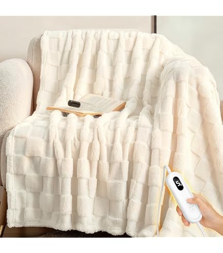 9 電気毛布 ふわふわ とろける 速暖 洗える 掛け敷き兼用 冬用 アイボリー Amazon.co.jp: 電気毛布 掛け敷き兼用【ラビットファー調素材