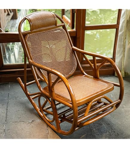 ① ロッキングチェアラタン ヴィンテージ ライトブラウン ヴィンテージ ラタン ロッキングチェア レトロ