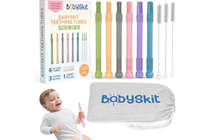 BABYSKIT Silicone Teething Tubes – Easy-to-Hold Straws for Infants, Flexible & Safe for 0–6 Months