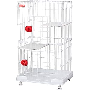 アイリスオーヤマ キャット ケージ ミニ 2段 ホワイト 幅69×高115cm