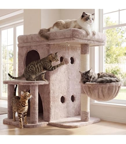 Amazon | Heybly(ヘイブリー) 高耐久キャットツリー 屋内猫用タワー 