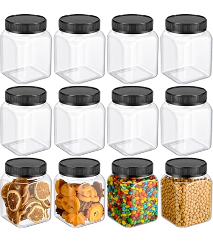 32 Oz Clear Grip Containers With Lids Gerrii 12 Pack 32 Oz Plastic Jar ...