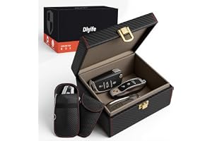 Car Key Signal Blocker Box, [5-7 Car Keys] [Faraday Pouch] Diyife 12.5 x 10.2 x 5.5cm Capacity Medium Faraday Box for Card, Vehicles Keys, Anti-Theft Key Fob Protector RFID Signal Blocking Boxes