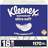 Kleenex Expressions Ultra Soft Facial Tissues, 18 Cube Boxes, 65 Tissues per Box (1,170 Tissues Total)