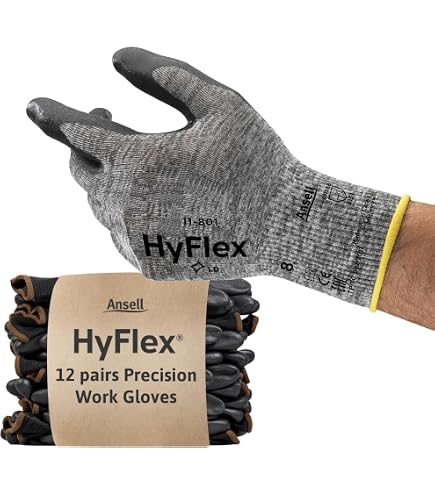 6 Pairs Ansell HyFlex 11-801 Foam Lined Nitrile Coated Gloves - Size 9 3 thumbnail image