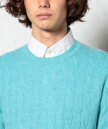 Cashmere Cable Crewneck Sweater 3213-105-0334: Turquoise
