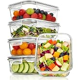 stusgo 5 Pack (1040ML/35Oz) Glass Food Storage Containers with Plastic Lids- Airtight &Meal Prep Containers,Glass containers