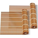 MIUQILAIY 9.5"x9.5"Bamboo Sushi Rolling Mat,kimbap roller(2 PCS)