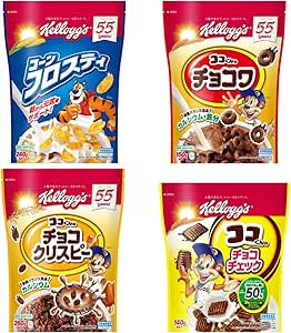 Amazon キッズシリアル4種 コーンフロスティ 袋 240g ココくんのチョコワ 袋 150g ココくんのチョコクリスピー 袋 260g ココくんのチョコチェック 袋 140g ケロッグ シリアル 通販
