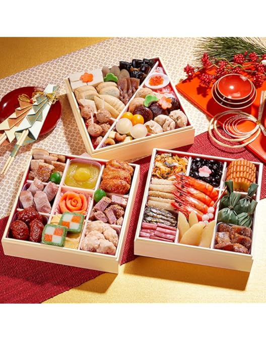 Amazon.co.jp: 和洋おせち料理 2026 華結 三段重 42品 盛り付け済み