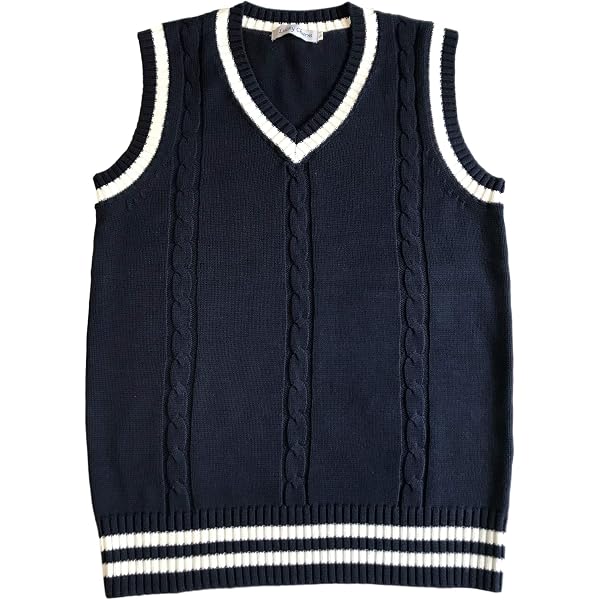 Amazon | [Fat] エフエーティー V Neck Cablest Cable Vest Navy V 
