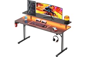 T-Shaped Gaming Table with Shelf Carbon Fiber Computer Desk Home Office Esports Ergonomic Study Desk (120cm Black)
