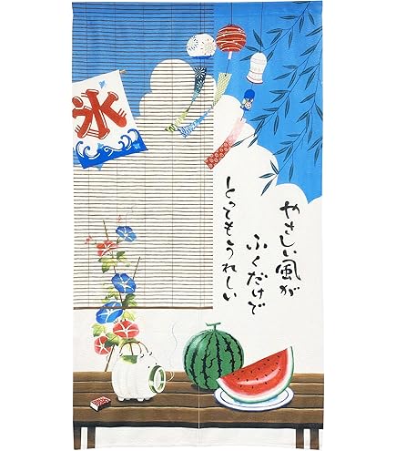 Amazon｜夏のれんやさしい風85×150cm 夏 かき氷【和風のれん