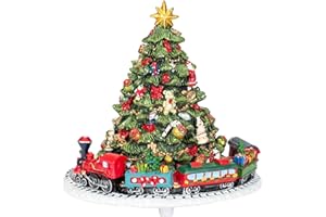 Kurt S. Adler Christmas Tree with Revolving Train Music Box, 6-Inch, Multi-Colored