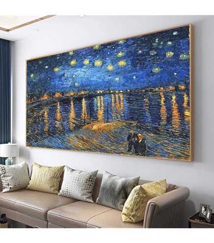 Amazon.co.jp: ゴッホの有名なリビングルーム大型絵画星月夜キャンバス