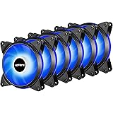 Novonest 120mm 冷却LEDファン PCケース用 静音タイプ 25mm厚 1200rpm±10% 青い6本…